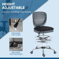 Vinsetto Standing Desk Chair, Mesh with Lumbar Support Grey(m-5)