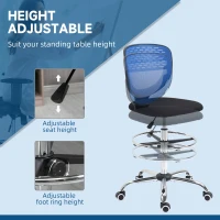 Vinsetto Standing Desk Chair, with Lumbar Support, Dark Blue(m-5)