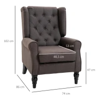 HOMCOM Fabric Tufted Accent Armchair Brown(m-3)