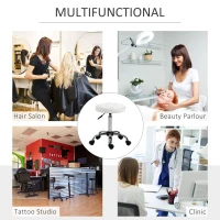 HOMCOM Set of Two Salon Massage Chair, Height Adjustable Swivel Rollding Stool on Wheels with PU Leather for Hairdressing, Spa, Beauty, Tattoo, Manicure, White(m-7)