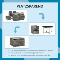 Outsunny 9-cz. komplet ogrodowy stół z krzesłami z technorattanu zestaw wypoczynkowy szary(m-6)