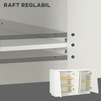 Homcom Dulap Alb 150×40×88 cm – 5 Niveluri & Polita Reglabila(m-5)