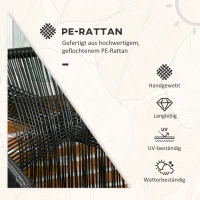 Outsunny Garten-Lounge-Set für 2 Personen 2 Sessel 1 Tisch wetterbeständig, 63 cm x 73 cm x 78 cm, Schwarz + Dunkelgrau(m-4)