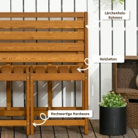 Outsunny Gartenbank für 2 Personen, 2-in-1-Kombination, Tisch mit 2 Hockern, Lärchenholz, wetterfest, Teak(m-5)