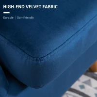 HOMCOM Blue Accent Chair Velvet-Look Upholstery w/ Wooden Legs(m-4)