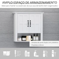 HOMCOM Armário de Parede para Casa de Banho com 2 Portas e Prateleira Ajustável e Armazenamento Aberto 60x19,8x58 cm Branco(m-4)