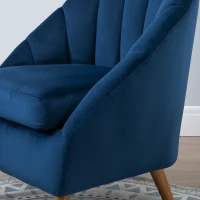 HOMCOM Blue Accent Chair Velvet-Look Upholstery w/ Wooden Legs(m-9)