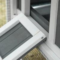 PawHut Chicken Hutch, w/ 2 Standing Perches, Run, Nesting Box, Ramp, Removable Tray(m-10)