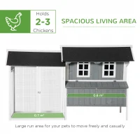 PawHut Chicken Hutch, w/ 2 Standing Perches, Run, Nesting Box, Ramp, Removable Tray(m-5)