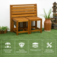 Outsunny Gartenbank für 2 Personen, 2-in-1-Kombination, Tisch mit 2 Hockern, Lärchenholz, wetterfest, Teak(m-6)