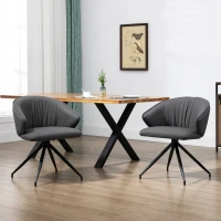 HOMCOM 2 Piece Dining Chairs, Modern Kitchen Chairs with Fabric Upholstery, Curved Back, Padded Seat and Steel Legs for Living Room, Bedroom, Dark Grey(m-10)