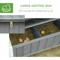 PawHut Chicken Hutch, w/ 2 Standing Perches, Run, Nesting Box, Ramp, Removable Tray(m-6)