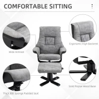 HOMCOM Manual Recliner Sofa With Footrest 360° Swivel Sofa Armchair Cushion Padded Seat Armrest Faux Leather Grey(m-7)