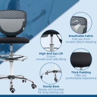 Vinsetto Standing Desk Chair, Mesh with Lumbar Support Grey(m-8)