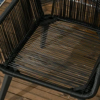 Outsunny Garten-Lounge-Set für 2 Personen 2 Sessel 1 Tisch wetterbeständig, 63 cm x 73 cm x 78 cm, Schwarz + Dunkelgrau(m-7)