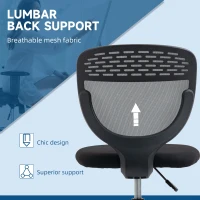 Vinsetto Standing Desk Chair, Mesh with Lumbar Support Grey(m-6)
