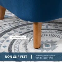 HOMCOM Blue Accent Chair Velvet-Look Upholstery w/ Wooden Legs(m-6)