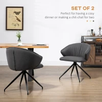 HOMCOM 2 Piece Dining Chairs, Modern Kitchen Chairs with Fabric Upholstery, Curved Back, Padded Seat and Steel Legs for Living Room, Bedroom, Dark Grey(m-4)