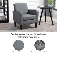 HOMCOM Modern Fabric Accent Chiar Club Armchair Sofa with Padded Seat,Light Grey(m-5)