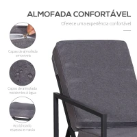 Outsunny Conjunto Móveis de Exterior com 2 Cadeiras 2 Apoios para os Pés e 1 Mesa de Centro 55x65x50-82 cm Cinza e Preto(m-6)