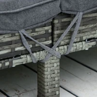 Outsunny Conjunto de Espreguiçadeiras Exterior de Vime 2 Lugares com Almofadas Acolchoadas Resistente à Água com Encosto Ajustável em 5 Níveis Suporta 220kg 196x120x28cm Cinza(m-9)