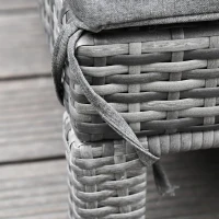 Outsunny Conjunto de Espreguiçadeiras Exterior de Vime 2 Lugares com Almofadas Acolchoadas Resistente à Água com Encosto Ajustável em 5 Níveis Suporta 220kg 196x120x28cm Cinza(m-8)