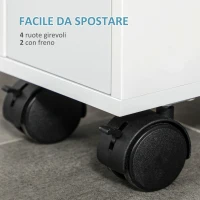 kleankin Mobiletto Salvaspazio Bagno con 4 Ruote, 2 Cassetti e Ripiano aperto, 16x49.5x66cm, Bianco(m-5)