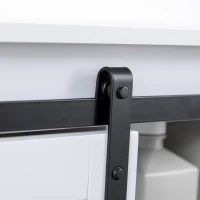 kleankin Meuble de rangement salle de bain porte coulissante à galandage façade aspect cannage PP 4 étagères réglables(m-8)