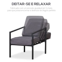 Outsunny Conjunto Móveis de Exterior com 2 Cadeiras 2 Apoios para os Pés e 1 Mesa de Centro 55x65x50-82 cm Cinza e Preto(m-5)