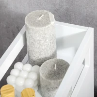 kleankin Mobiletto Salvaspazio Bagno con 4 Ruote, 2 Cassetti e Ripiano aperto, 16x49.5x66cm, Bianco(m-7)