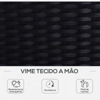 Outsunny Conjunto de 2 Espreguiçadeiras de Jardim de Vime Reclináveis em 5 Posições 196x65x22 cm Preto e Creme(m-4)