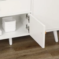 HOMCOM Armário de Cozinha para Micro-ondas Armário Baixa de Cozinha com 3 Portas Gaveta e Compartimentos 90x30x94 cm Branco(m-9)
