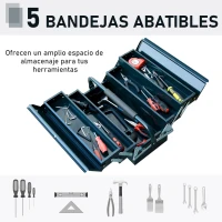 DURHAND Caja de Herramientas Metálica, Maletín de Herramientas de Acero Plegable con 5 Bandejas y Asa, para Taller, Garaje, 56x20x41 cm, Verde(m-4)