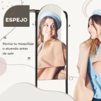 HOMCOM Perchero de Pared con Zapatero y Espejo Mueble de Recibidor con Barra para Colgar y 2 Ganchos 44x40x176 cm Negro(m-5)