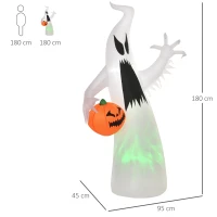HOMCOM Halloween samopompujący upiór duch halloweenowa dekoracja z podświetleniem LED(m-3)