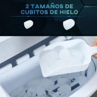 HOMCOM Máquina para Hacer Hielo 9 Cubitos de Hielo en 6-13 Minutos 12 kg en 24h con 2 Tamaños de Cubitos 24,2x34x32,8 cm Plata(m-5)