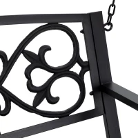 Outsunny Banco Baloiço de 2 Lugares com Apoio para os Braços Carga Máx. 240kg para Jardim Varanda Exterior 127x59,5x52cm Preto(m-8)