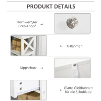 HOMCOM Konsolentisch Beistelltisch mit Schublade und 2-stufigen Ablagefächern MDF-Platte und X-Rahmen Anti-Kipp-Design für Wohnzimmer und Eingangsbereich Weiß 100 x 30,5 x 80 cm(m-6)