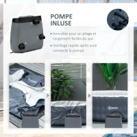 Outsunny Spa Gonflable Rond - 950 litres 108 Jets de Massage - 4/6 Personnes avec bâche, 2 Cartouches filtrantes - Liner PVC Blanc Bleu(m-8)