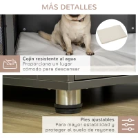PawHut Jaula para Perros Medianos de Interior Mesa Auxiliar con 2 Puertas con Pestillo y Cojín Extraíble 80x55x70cm Gris(m-8)