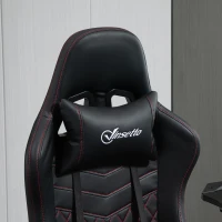 Vinsetto Racing gaming chaise de bureau ergonomique réglable en hauteur avec dossier réglable repose-pieds rétractable 66 x 65 x 122 cm noir et rouge(m-8)