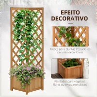 Outsunny Floreira com Treliça de Madeira Caixa de Plantio com Suporte para Plantas Trepadeiras 40x40x145cm Madeira(m-4)