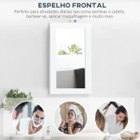 kleankin Armário com Espelho para Casa de Banho Armário de Parede para Casa de Banho com Porta e Prateleiras Ajustáveis 40x12x71 cm Branco(m-4)