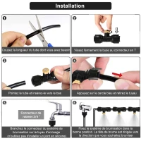 Outsunny Système de brumisation 9 m - système de brumisateur extérieur - brumisateur de terrasse - Kit de brumisation Complet Noir(m-4)