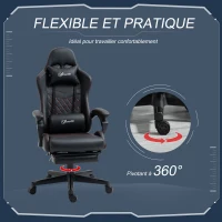 Vinsetto Racing gaming chaise de bureau ergonomique réglable en hauteur avec dossier réglable repose-pieds rétractable 66 x 65 x 122 cm noir et rouge(m-6)