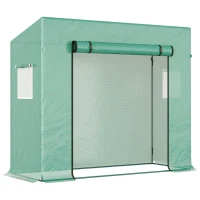 Outsunny Serre de Jardin 200L x 73l x 168H cm Acier PE Haute densité 140 g/m² Anti-UV avec Porte zippée déroulante et fenêtres Vert(m-1)