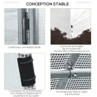 Outsunny Serre de Jardin 3 x 3 m Tunnel Surface Sol 9 m² châssis Tubulaire renforcé 24 mm Double Porte avec poignées Blanc(m-6)
