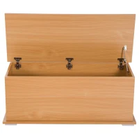 HOMCOM Coffre malle de rangement coffre à jouets dim. 100L x 40l x 40H cm panneaux particules bois clair(m-6)