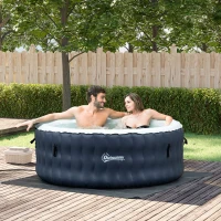 Outsunny Spa Gonflable Rond - 950 litres 108 Jets de Massage - 4/6 Personnes avec bâche, 2 Cartouches filtrantes - Liner PVC Blanc Bleu(m-2)