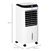 HOMCOM Climatiseur rafraîchisseur d'air mobile ioniseur 4 en 1 avec télécommande oscillant 60W idéal pièces 20 m² blanc noir(m-3)